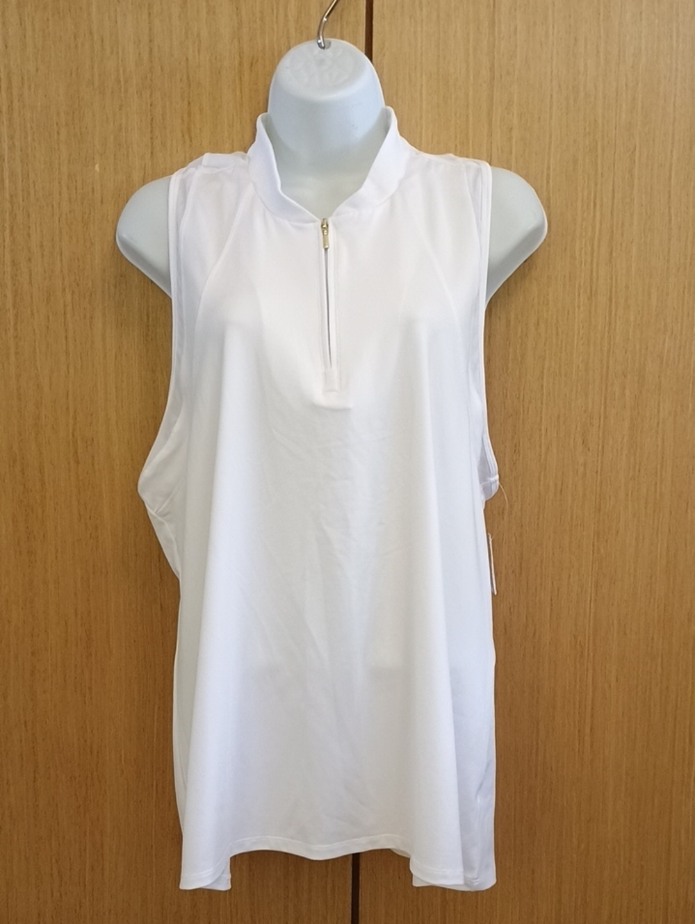 NWOT Lillie Green SZ XL White Sleeveless Zip Mock-Neck Top - Women